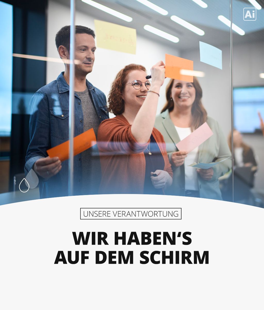 Banner zum Thema Verantwortung mit Schirm und Frau im Freien
