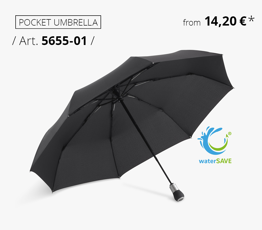 AOC Oversize Pocket Umbrella FARE® Gearshift – A sporty automatic open/close pocket umbrella with an exclusive gear-knob handle in black wS