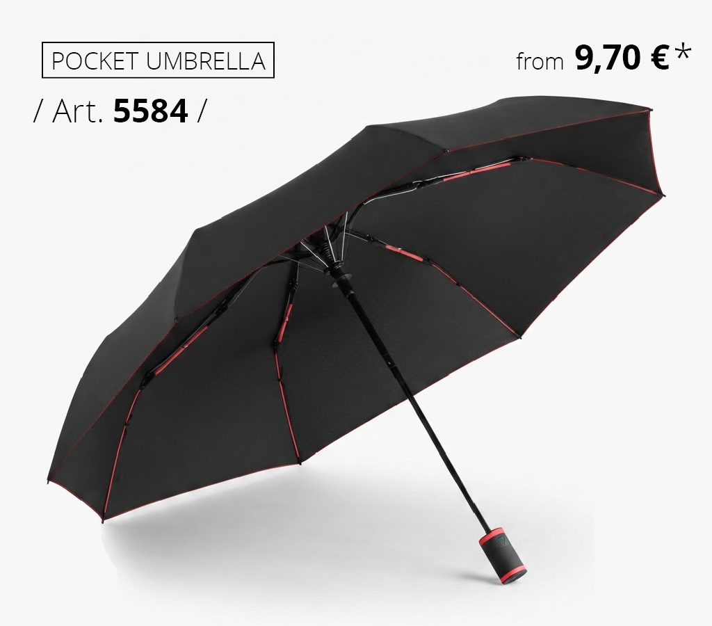 FARE® AC Mini Style Pocket Umbrella – A stylish automatic pocket umbrella with coloured accents in black and red