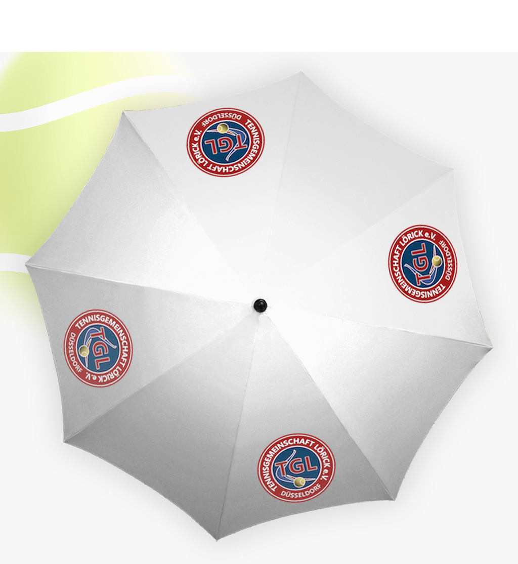 Drittes Druckpaket mit vier bedruckten Segmenten auf den Sonnenschirmen