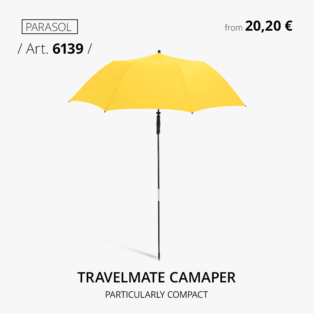 FARE Travelmate Camper, Item No. 6139 – Compact Travel Umbrella with UV Protection for Camping, the Beach, and Vacations