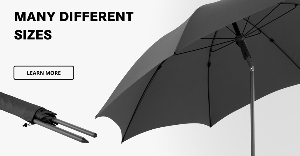 FARE umbrellas in various sizes for gardens, restaurants, patios, beaches, and businesses