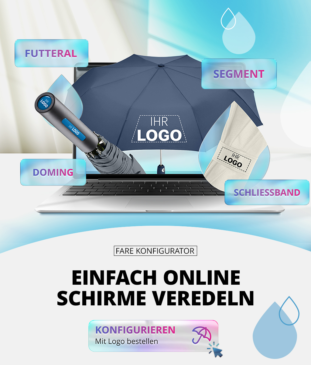 Header Konfigurator Logodruck auf Schirm