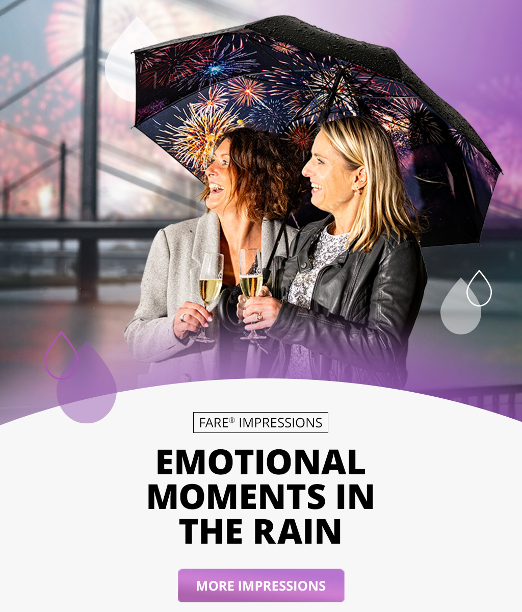 Banner with FARE umbrella, FARE Umbrella with New Year Design