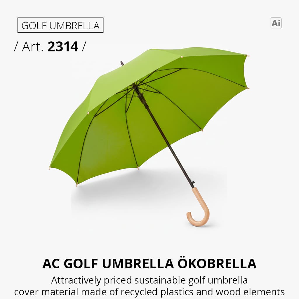Golf umbrella: AC golf umbrella ÖkoBrella in lime wS
