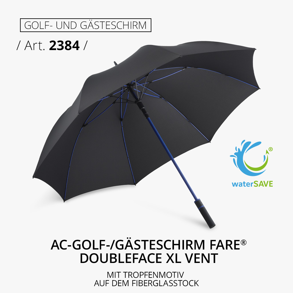 Highlight-Produkt: AC-Gästeschirm FARE® Style in schwarz-euroblau