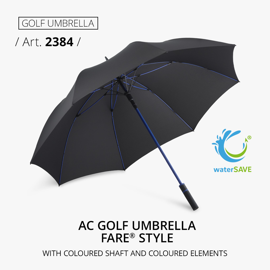 Golf umbrella: AC golf umbrella FARE® Style in black-euroblue