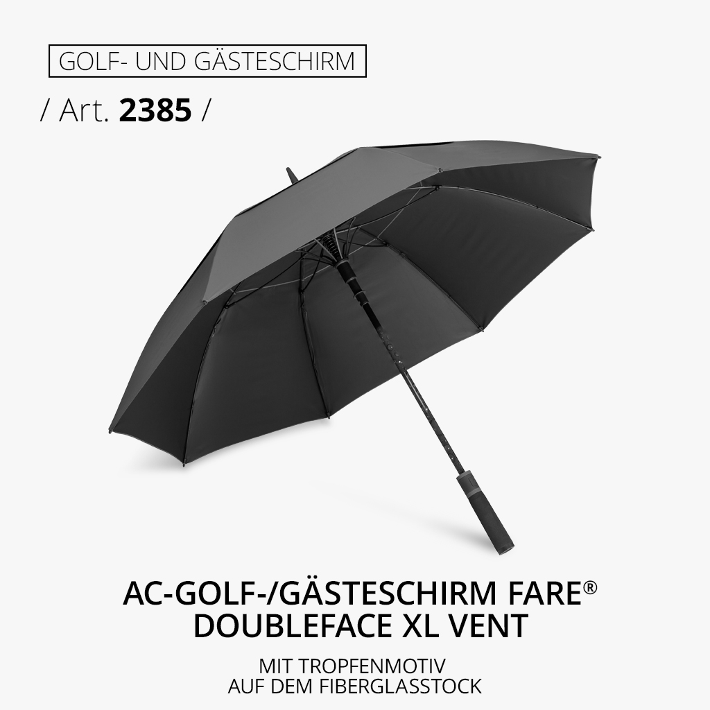 Highlight-Produkt: AC-Golf-/Gästeschirm FARE® Doubleface XL Vent in grau/schwarz