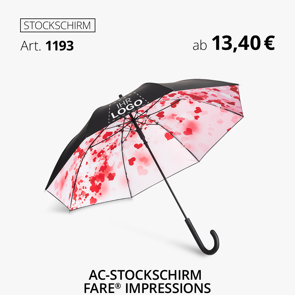 1193 Impressions Stockschirm Herzen Design