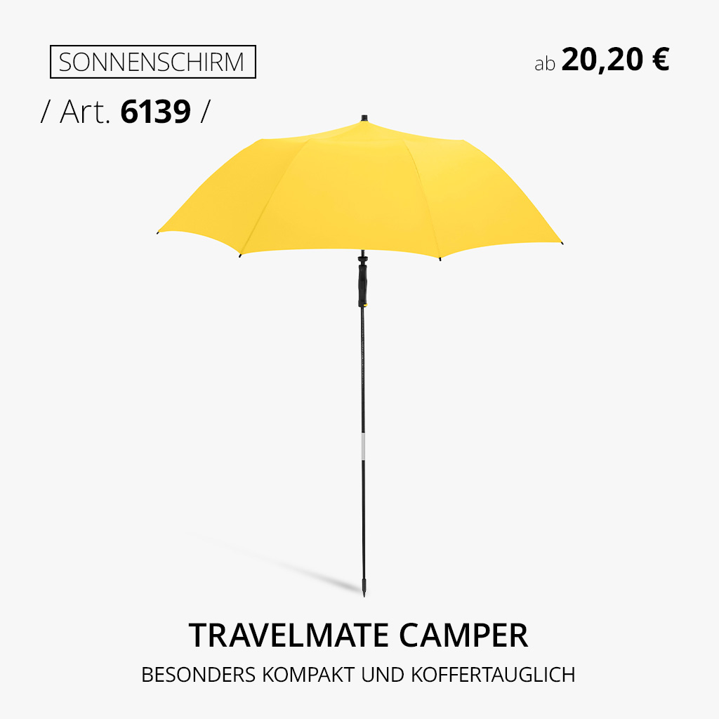 FARE Travelmate Camper Art. 6139 – kompakter Reise-Sonnenschirm mit UV-Schutz für Camping, Strand und Urlaub