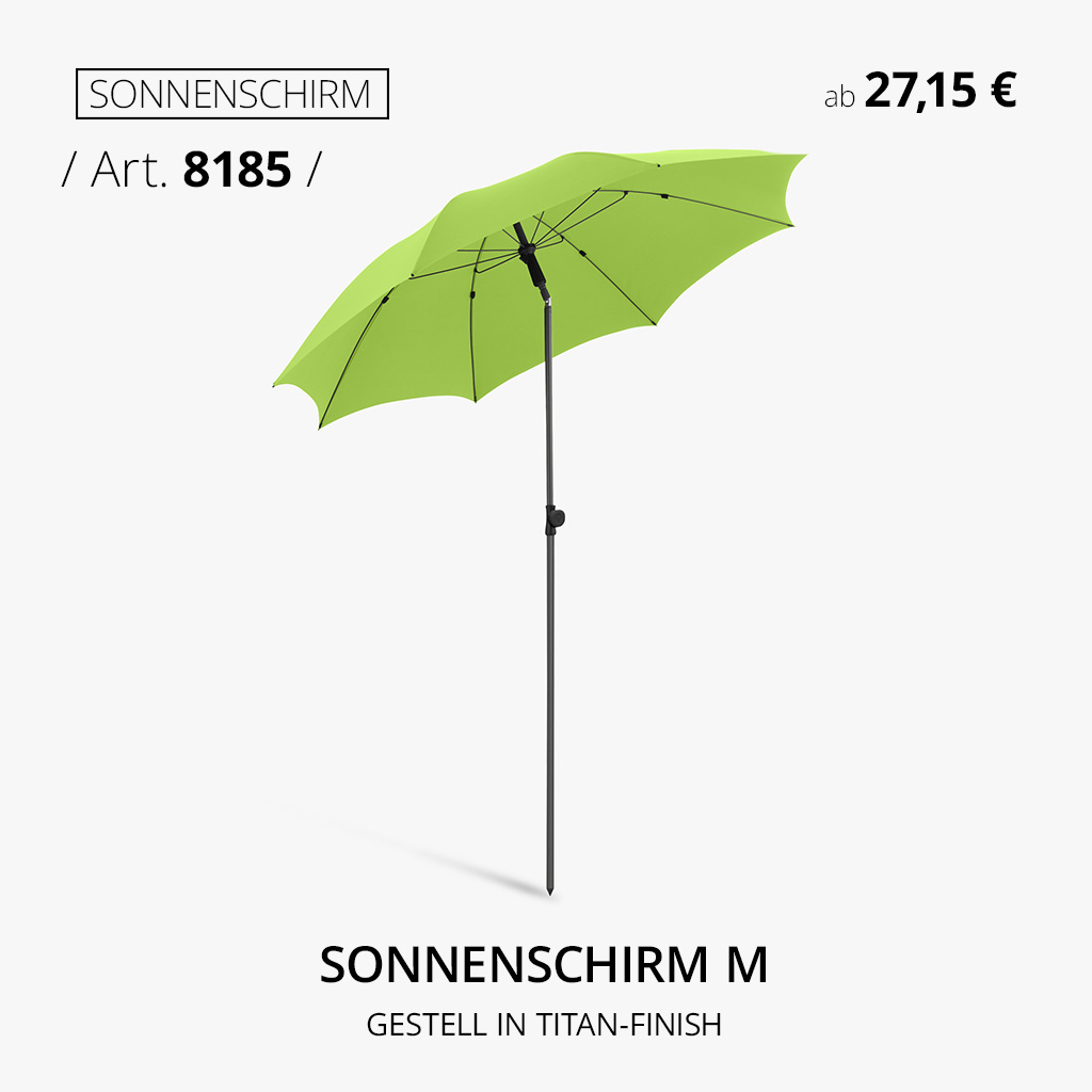 FARE Sonnenschirm M Art. 8185 mit Titan-Gestell und UV-Schutz für Garten, Terrasse, Gastronomie und Werbeanbringung