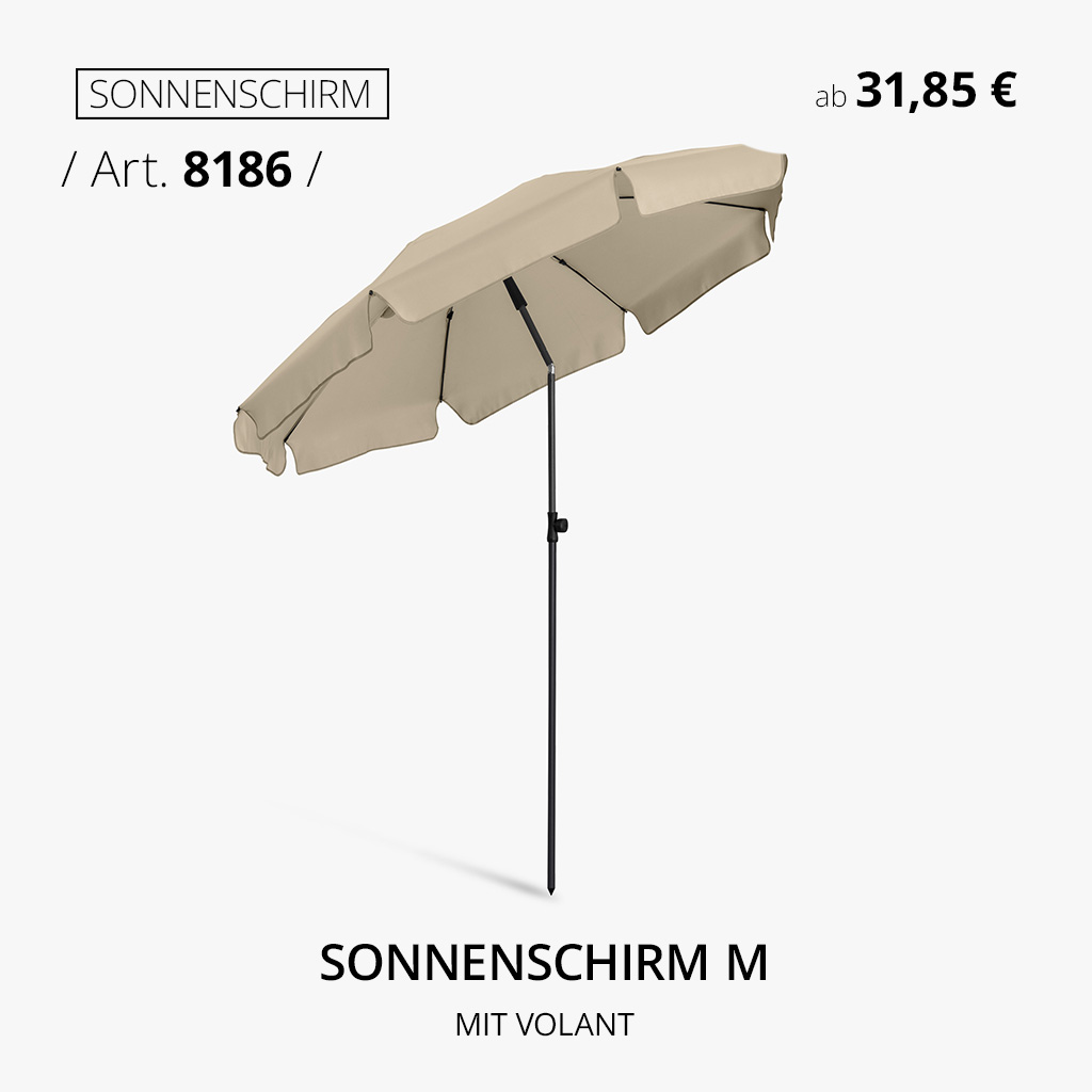 FARE Sonnenschirm M mit Volant Art. 8186 für Gastronomie, Terrasse und individuelle Werbeanbringung mit Logo