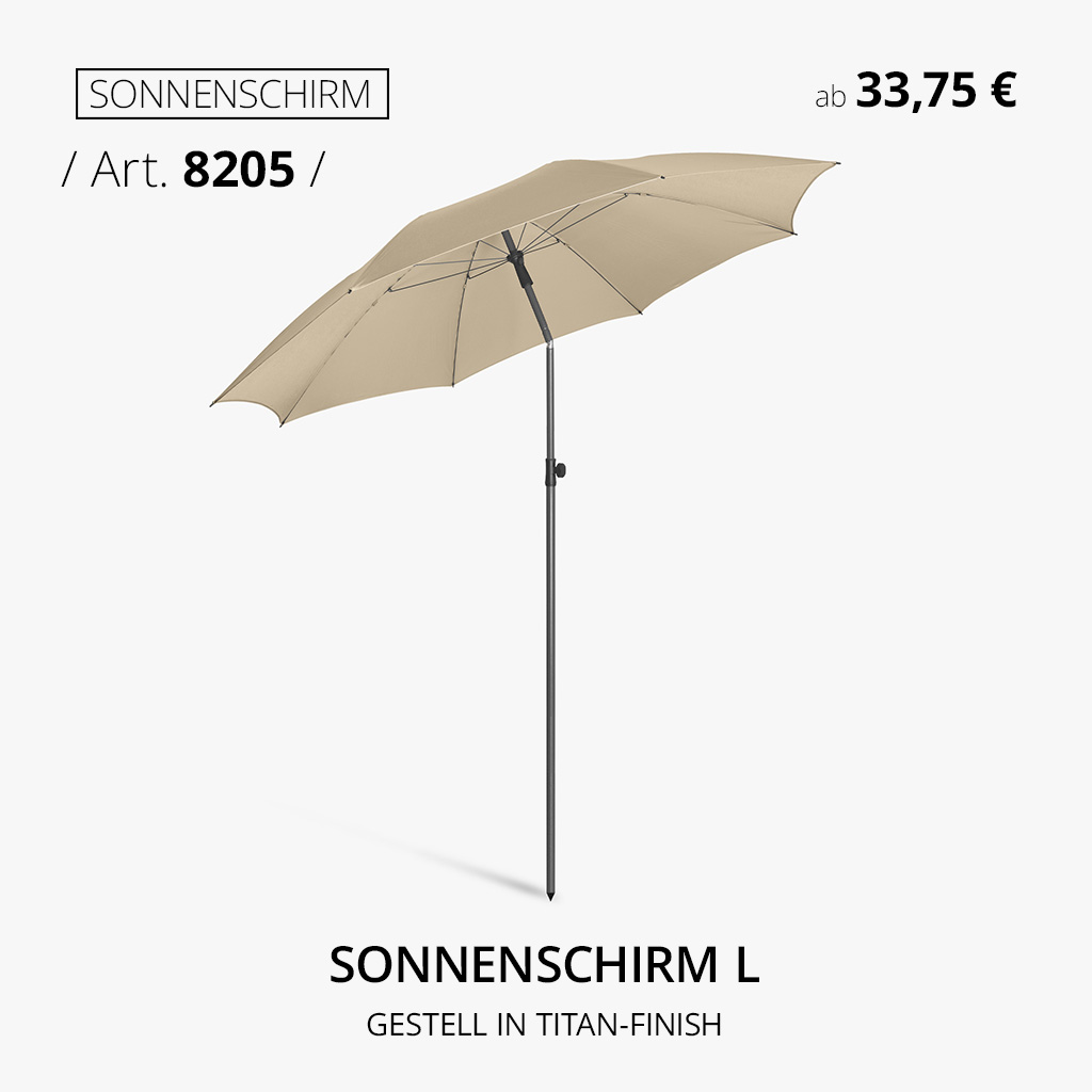 FARE Sonnenschirm L Art. 8205 mit hochwertigem Titan-Gestell für Garten, Gastronomie und individuelle Werbeanbringung