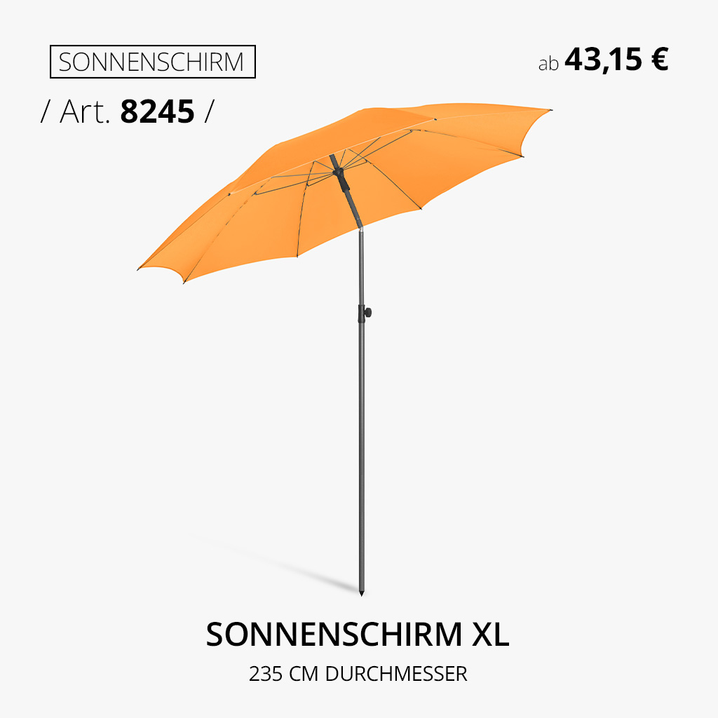 FARE Sonnenschirm XL Art. 8245 mit 235 cm Durchmesser und UV-Schutz für Garten, Gastronomie und Werbeanbringung