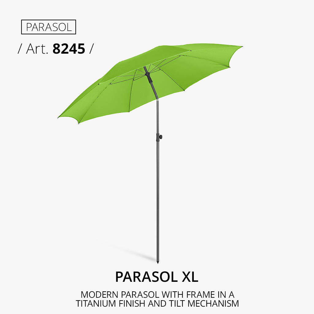 Parasol in XL size with titanium finish