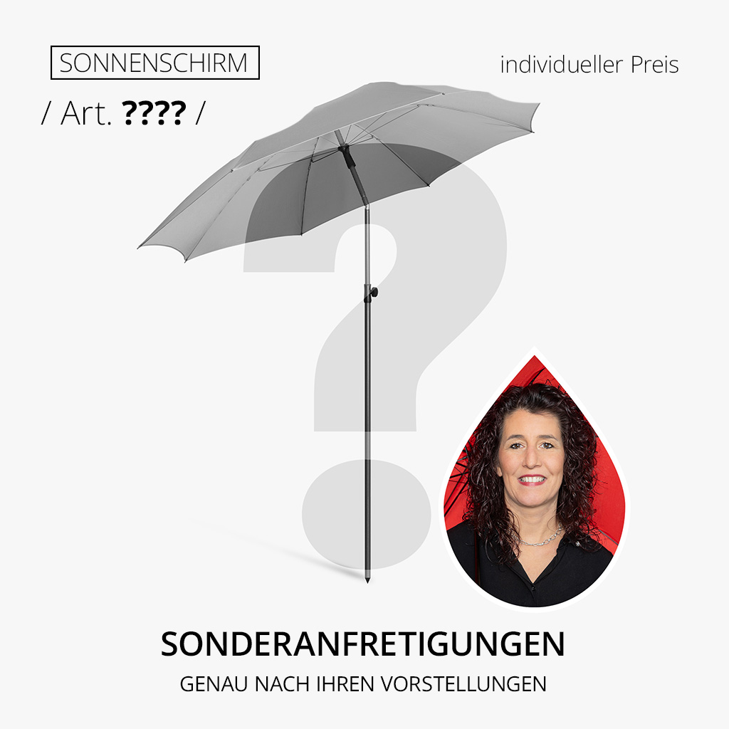 Individuelle FARE Sonderanfertigung von Sonnenschirmen nach Kundenwunsch mit maßgeschneidertem Design und Logo-Druck