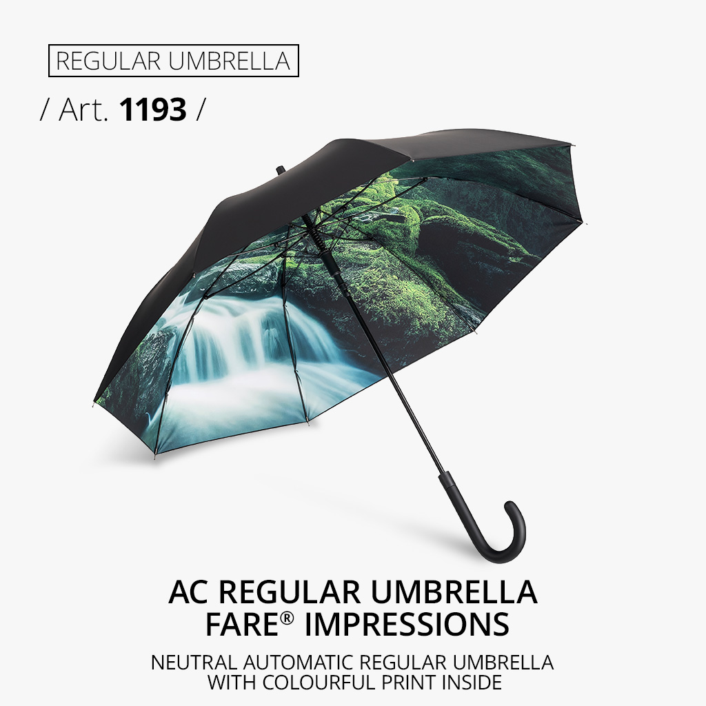 Regular umbrella: AC regular umbrella FARE® Impressions with colourful print inside