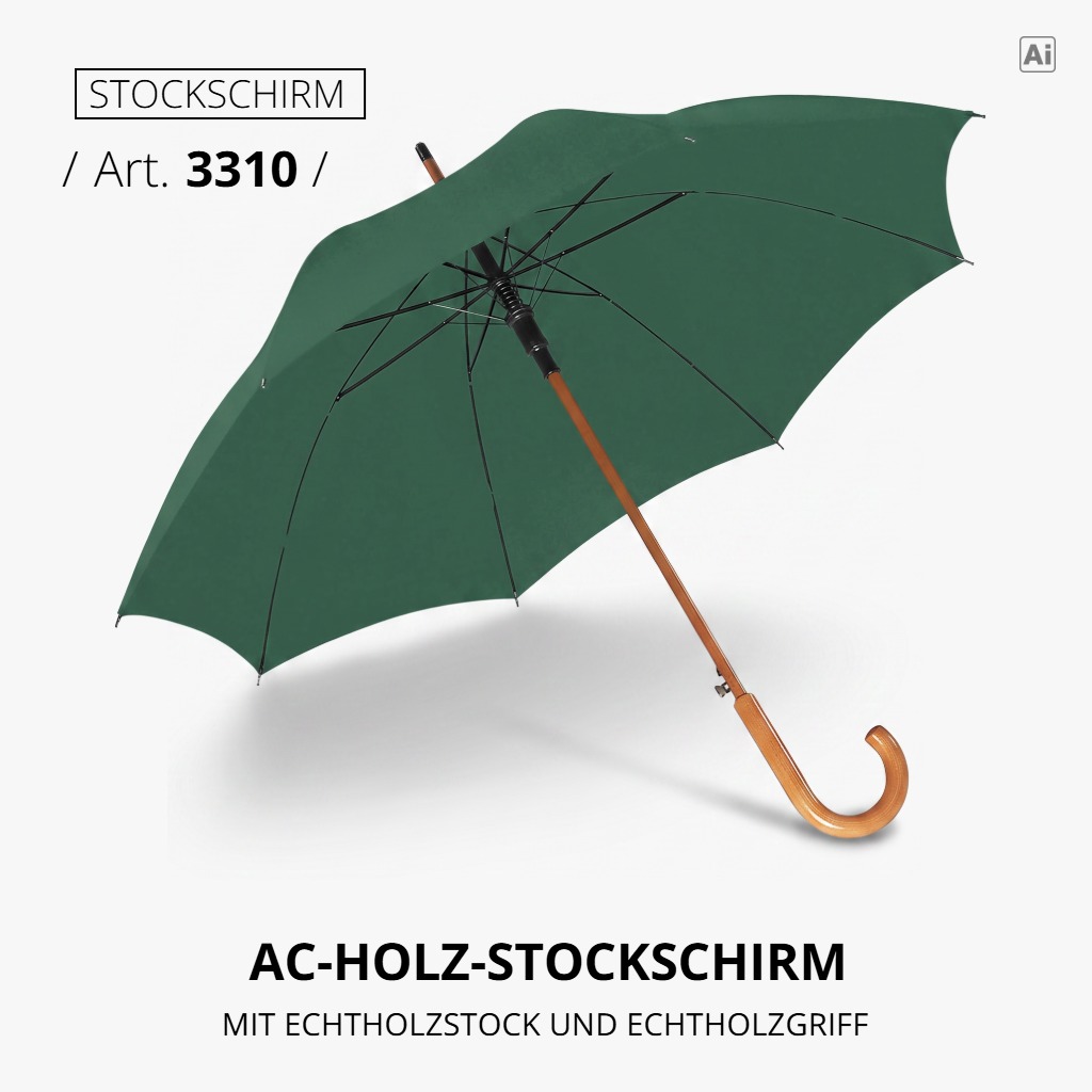 Highlight-Produkt: AC-Holz-Stockschirm in dunkelgrün