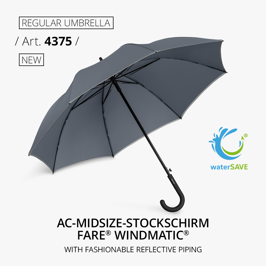 AC midsize umbrella FARE® Windmatic® in grey wS
