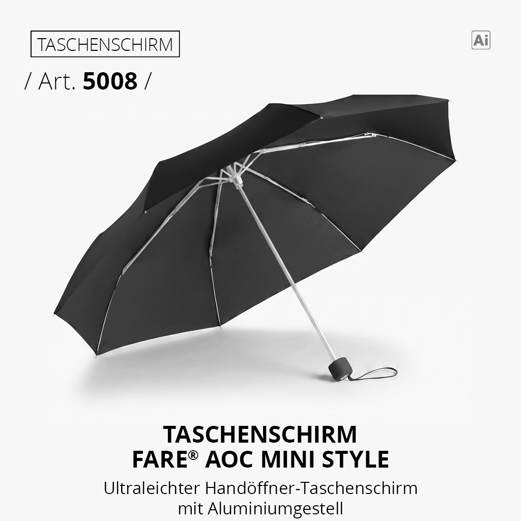 Highlight-Produkt: Alu-Mini-Taschenschirm in schwarz