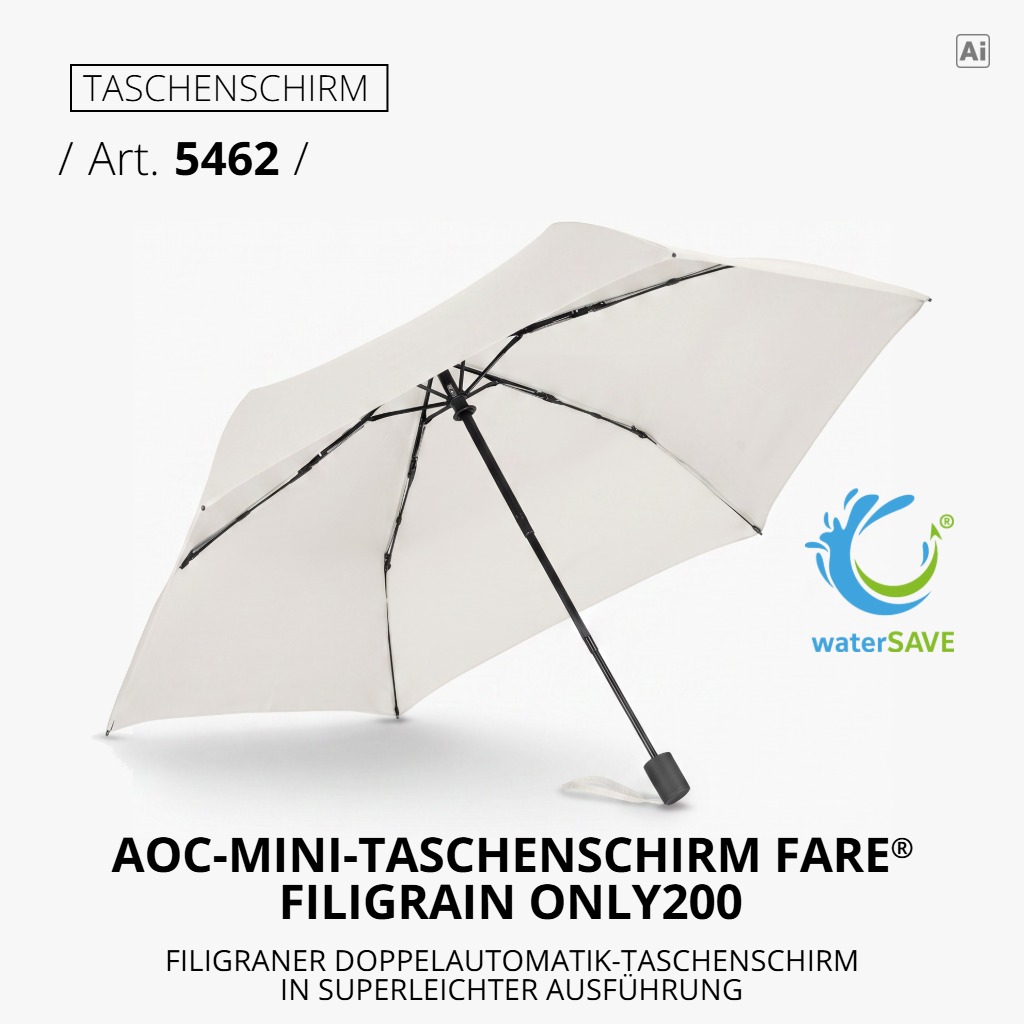Highlight-Produkt: AOC-Mini-Taschenschirm FARE® FiligRain Only200 in naturweiß