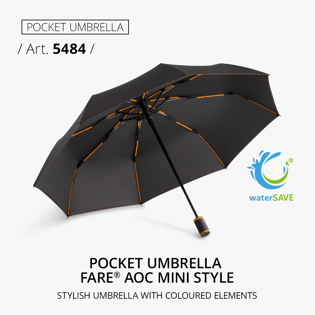 Pocket umbrella FARE® AOC Mini Style in orange