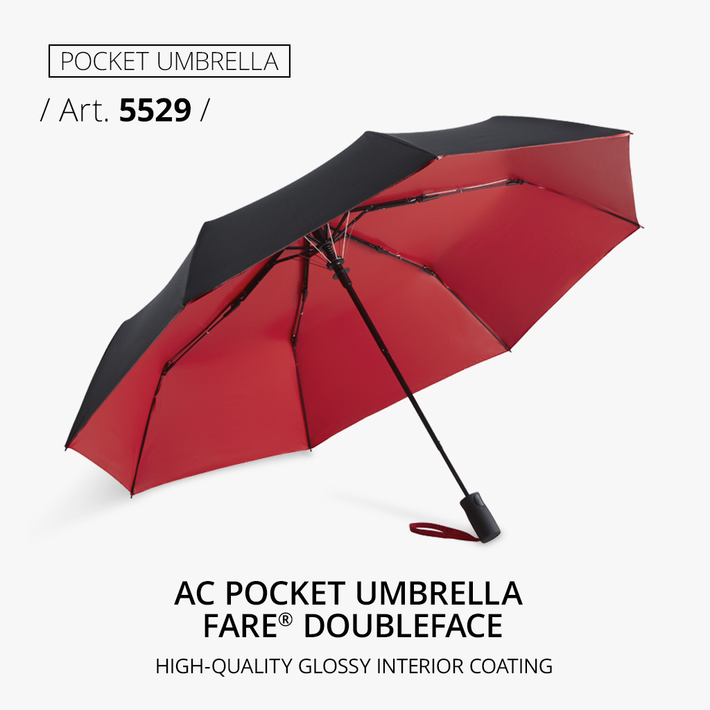 Pocket umbrella; https://www.fare.de/en/AC.pocket.umbrella.FARE.Doubleface-black.red--5529/