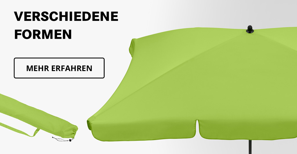 FARE Sonnenschirme in verschiedenen Formen – runde, quadratische und rechteckige Werbeschirme für jeden Einsatzbereich