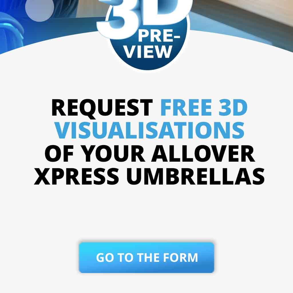 FARE offers a free 3D visualisation service for umbrellas with full-surface printing.