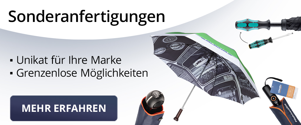Individuelle Sonderanfertigung von Werbeschirmen nach Kundenwunsch – FARE Unikate
