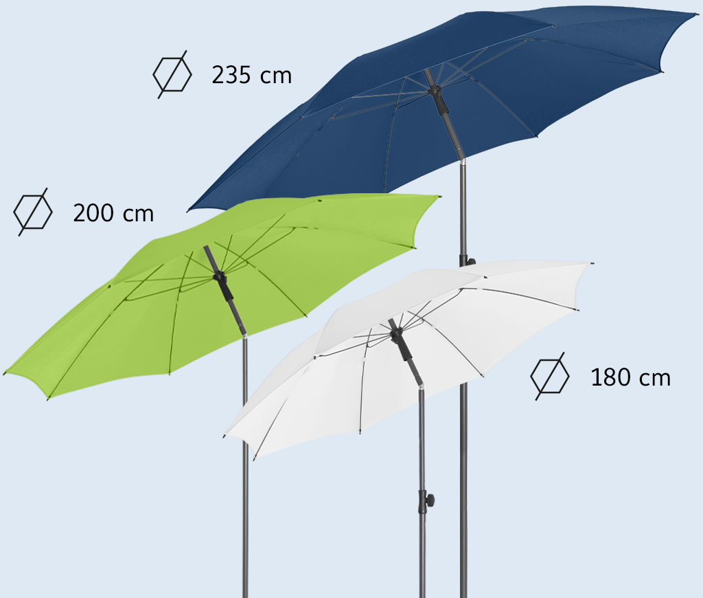 Parasols in three sizes