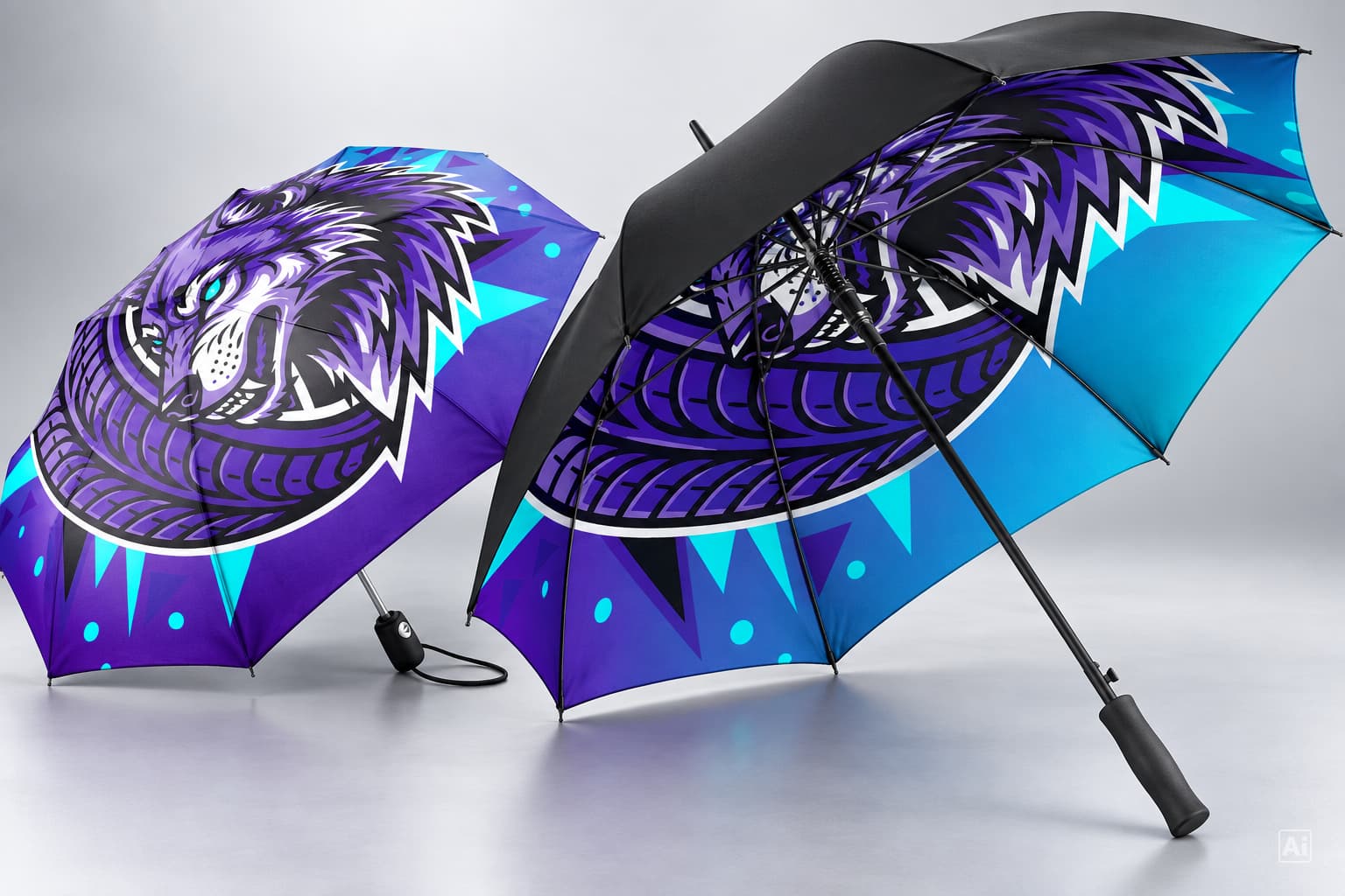 Engraving of a logo on an umbrella handle